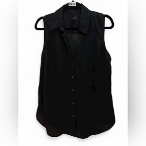 Ann Taylor Essential Sleeveless Black Collared Blouse. Sz. L
